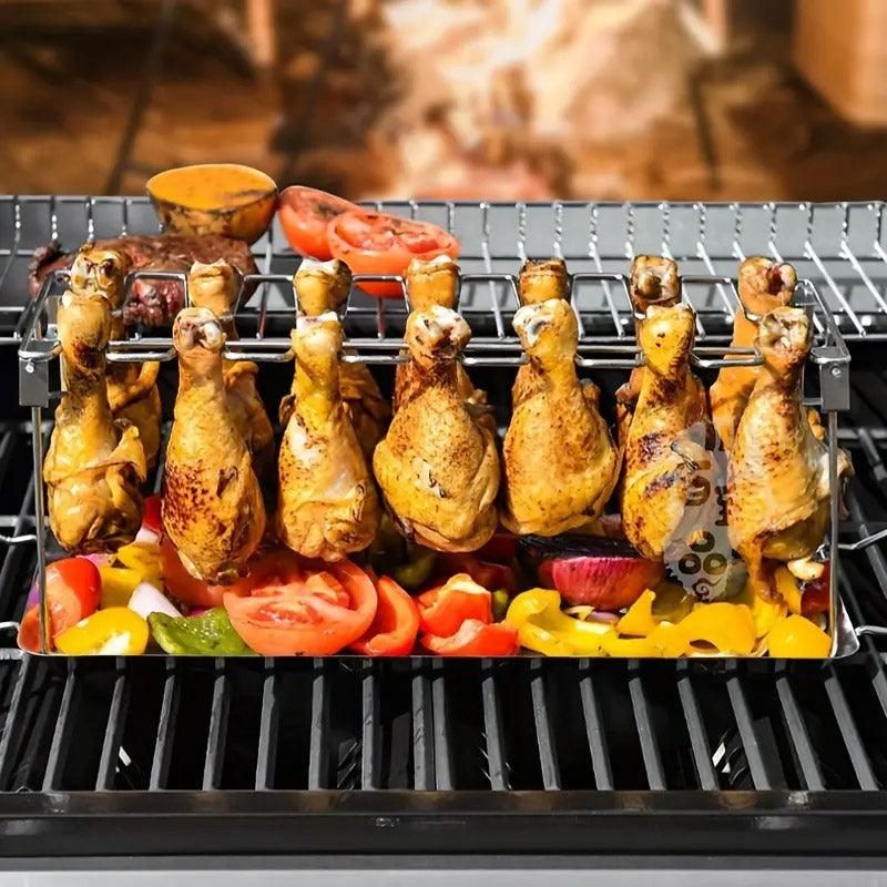 Foldable Stainless Steel Barbecue Grill Rack for Chicken Legs Outdoor Cooking — image 5