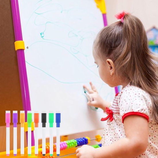 Whiteboard markers - 10 pieces - Whiteboard markers - With magnetic eraser - Colored markers - Erasable markers with eraser - Suitable for schools, offices and โ image 2