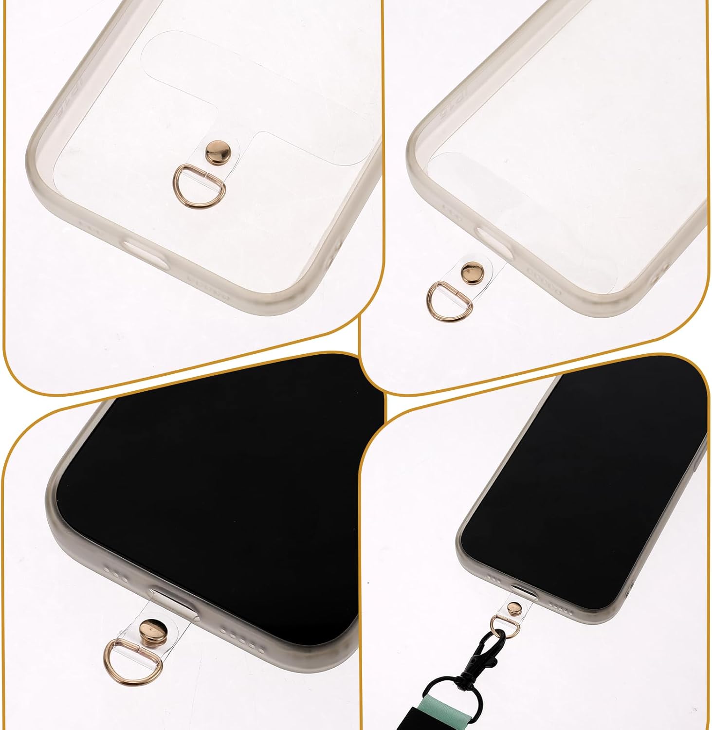 Vin Beauty 10 Pack Universal Gold Phone Tether Tab, Phone Lanyard Tab Without Adhesive, Tether Tabs for Cell Phone Tether Tab Phone Lanyard Replacement for — image 4