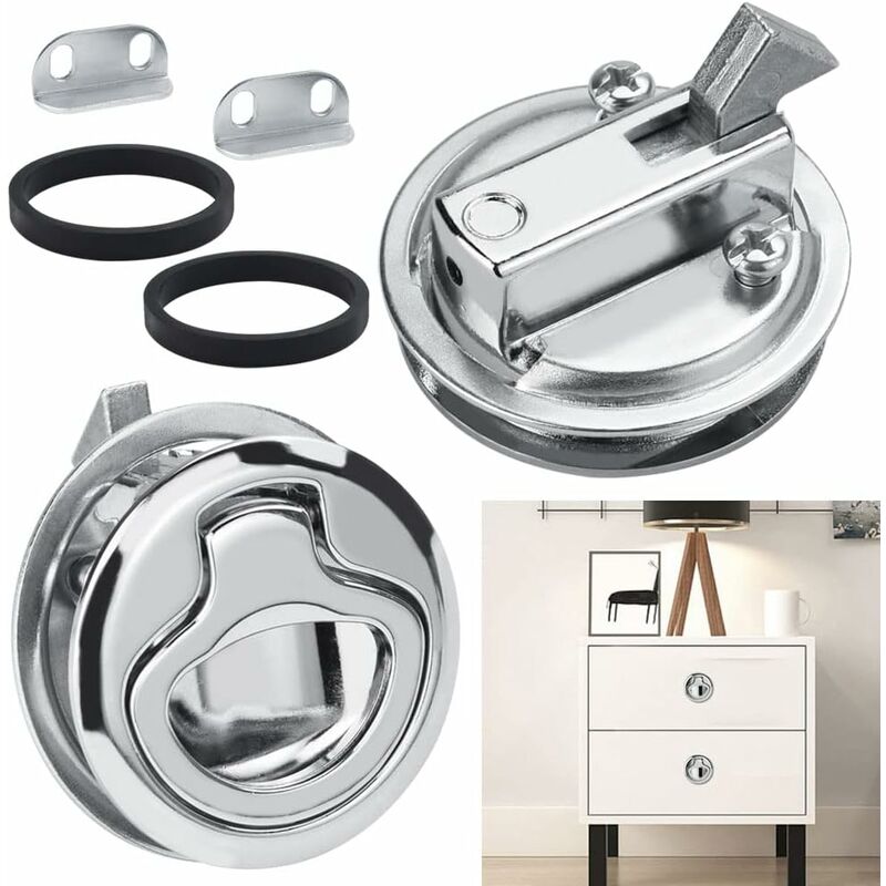 2 pcs Zinc Alloy Flush Hatch Latch Boat Pull Latch Flush Hatch Latch Lock For Furniture, Drawers