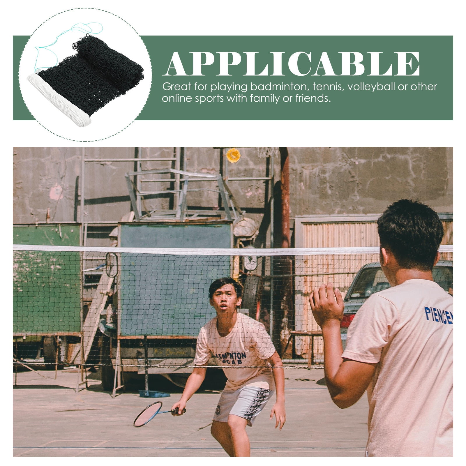 1Pcs Wear Resist Badminton Net for Family and Friends Army Green Portable Volleyball Net 11 8x3 In โ image 2