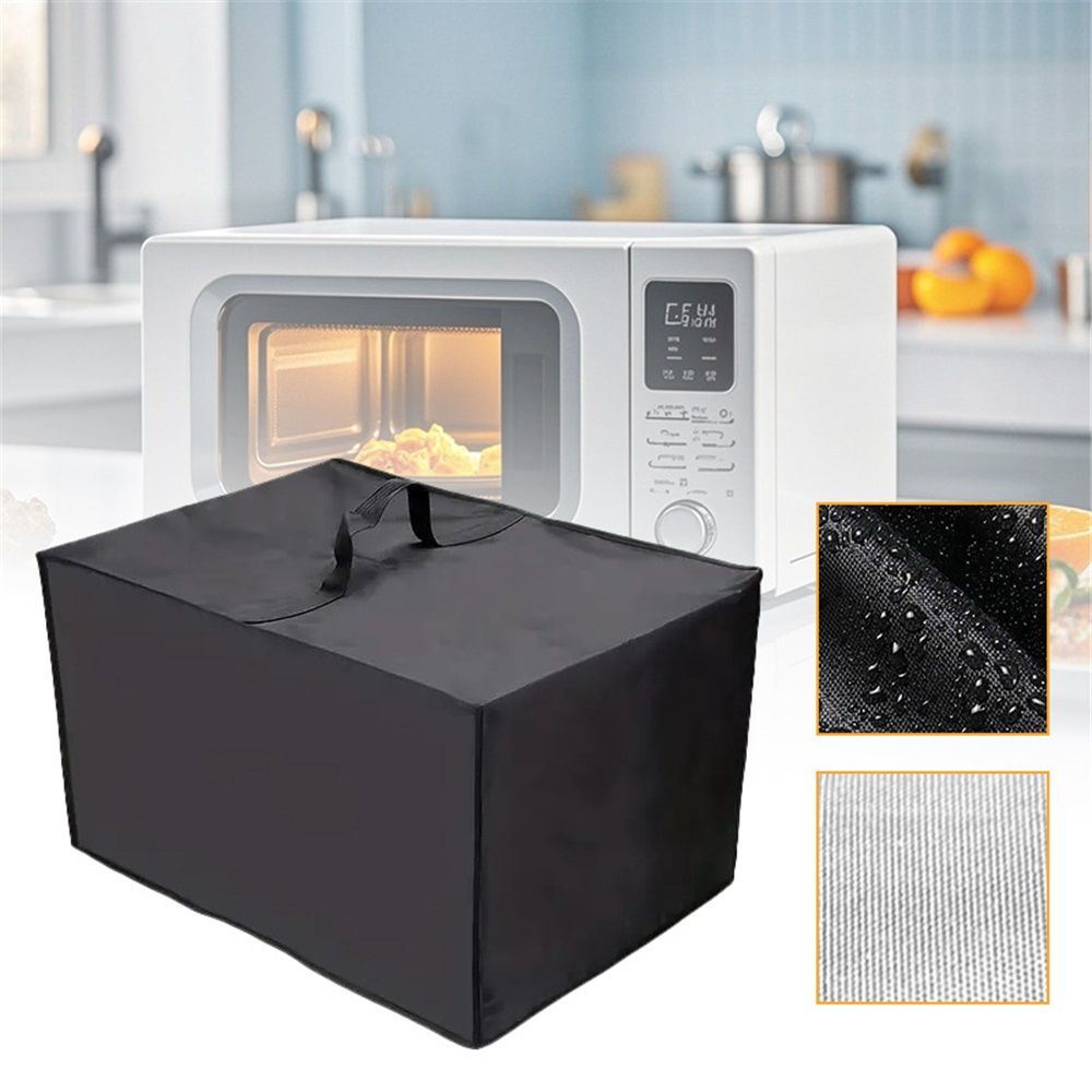 Heat-Resistant Dust-Proof Microwave Oven Grill Cover Protector - Waterproof Nylon Fabric Microwave Oven Dust Cover Case Protections for Toaster Oven (Black) — image 3