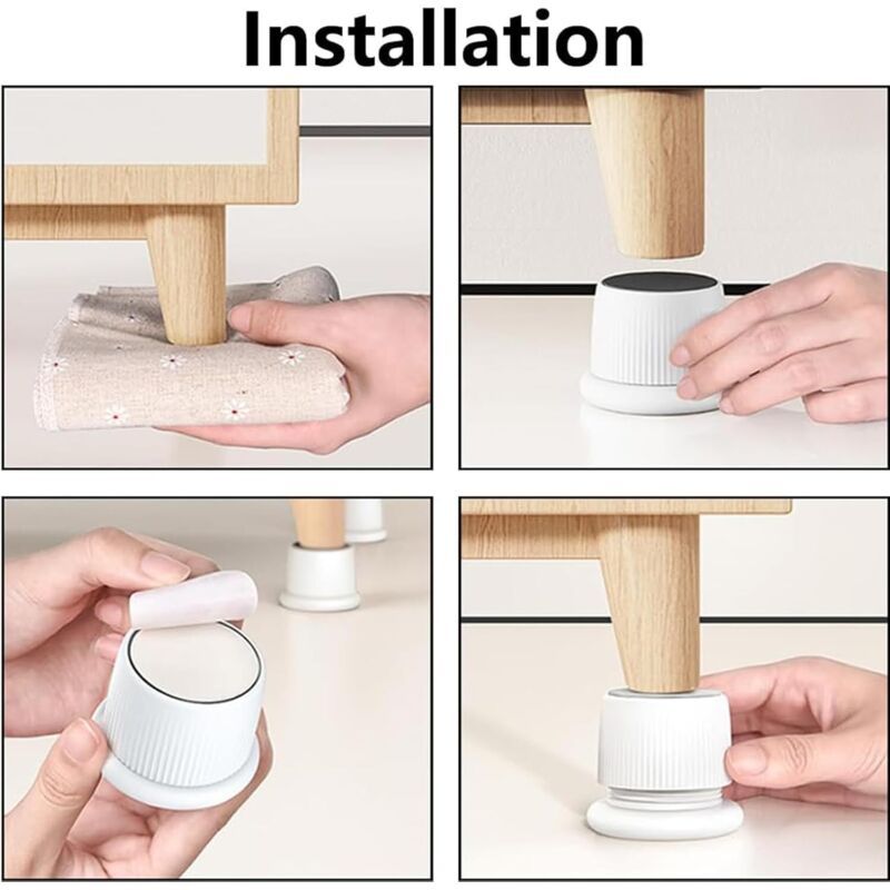 4 Pcs Adjustable Boosters Antiderapants for Furniture Black, Beds Sofas, Tables and Chairs Legs of Furniture Reglables of 4.1 to, 6.3 cm โ image 4