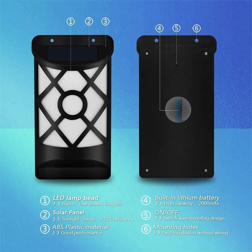 Solar Flame Lights Outdoor, Waterproof Flickering Flame Solar Lights Solar Powered Wall Mounted Night Lights Lattice Design โ image 3
