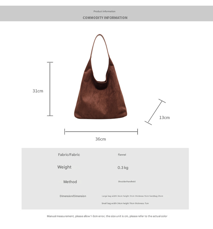 Coffee color Chic Faux Suede Tote Bag with Matching Pouch | Large Capacity Slouchy Shoulder Bag โ image 4