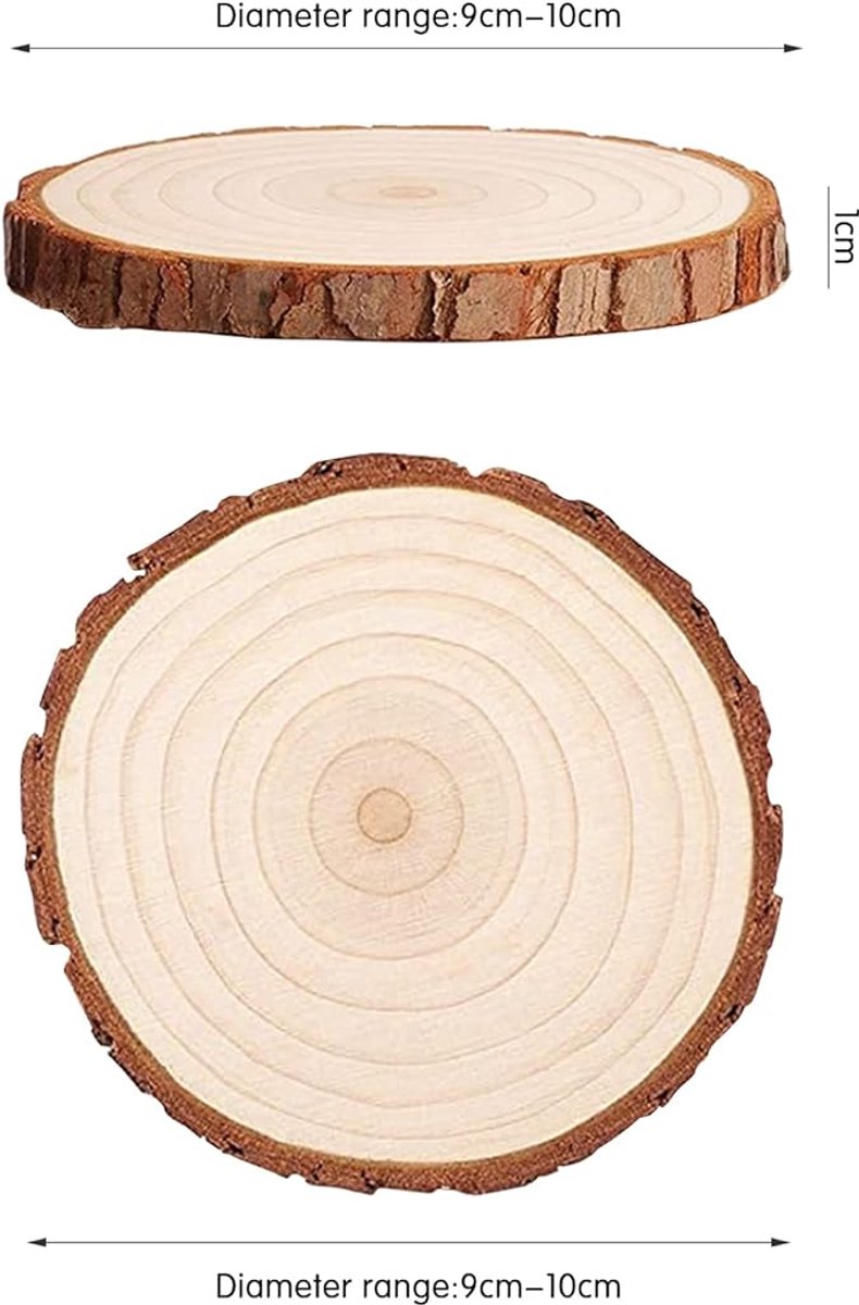 20 Tree Trunk Slices - Round Tree Trunk Slices - Natural Wooden Tree - No Holes - Christmas Decoration - Wedding Decoration - DIY - Diameter 9-10 cm — image 4