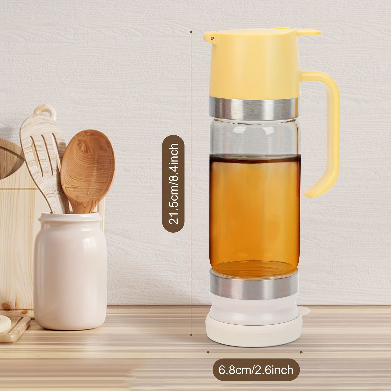 Glass Honey Dispenser, 12Oz Oil Container, Seasoning Jar with Handle, Syrup Dispenser for Coffee Or Tea Yellow β image 4