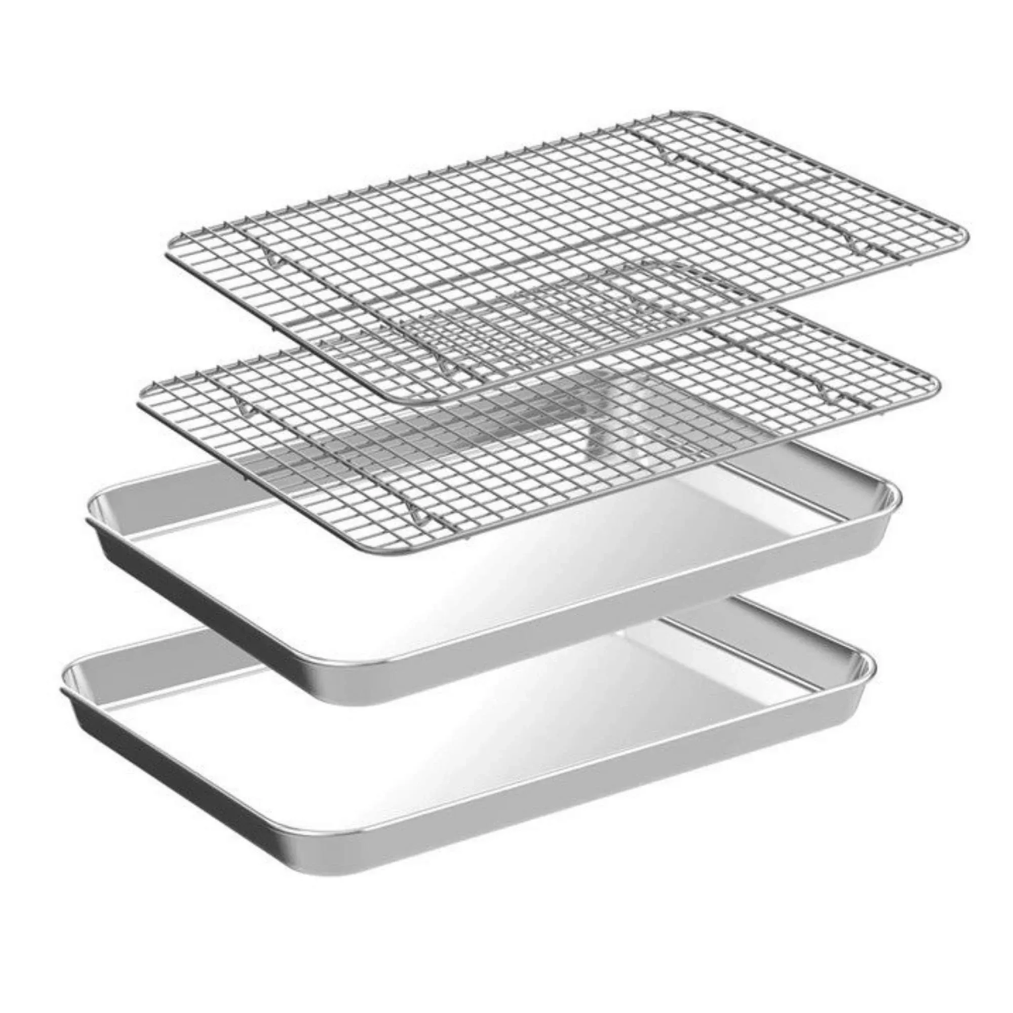 Kitchee 40.5 × 30.5cm Oven Baking Tray + Cooling Rack 4 Piece Stainless Steel
