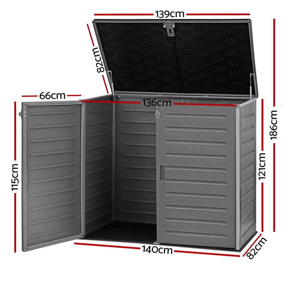 Gardeon Outdoor Storage Box 1170L Container Lockable Cabinet Tool Organizer Shed Grey — image 3