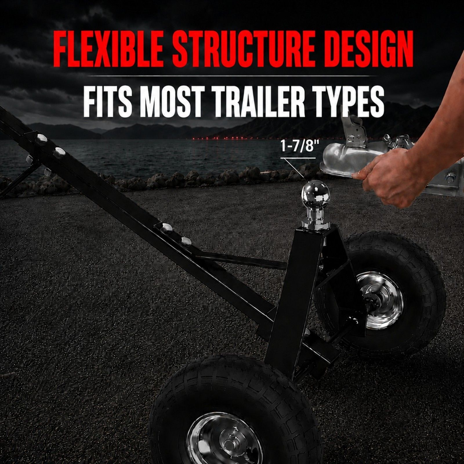600lbs Trailer Dolly with 48mm Ball Solid Tires Portable Tow Dolly Wheel Tow — image 5