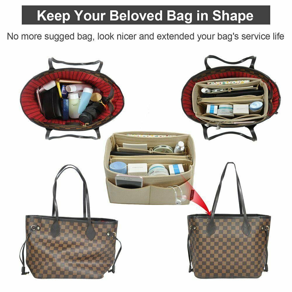 Travel Organiser Handbag Felt Bag Tote Insert Liner Purse Pouch Women 25*16*9Cm - Yellow โ image 4