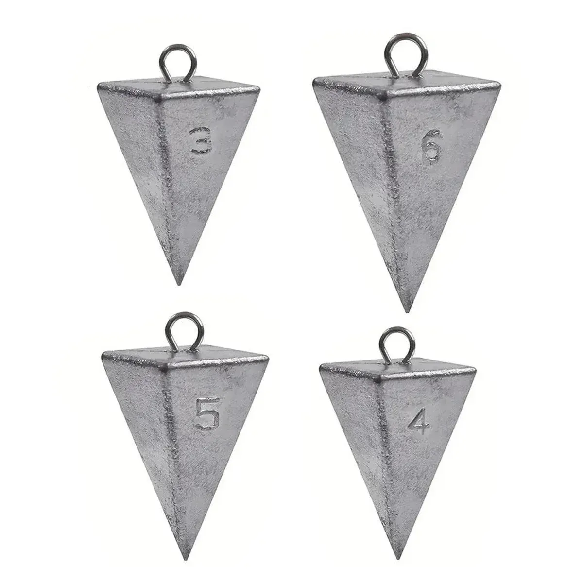 Four Sided Triangular Fishing Lead Sinker with Ring Conical Drop Weight Tackle - 3+4+5+6OZ