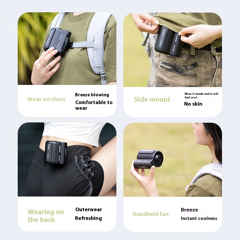 White Outdoor Waist Fan - Portable Wearable Fan for Hands-Free Cooling β image 5