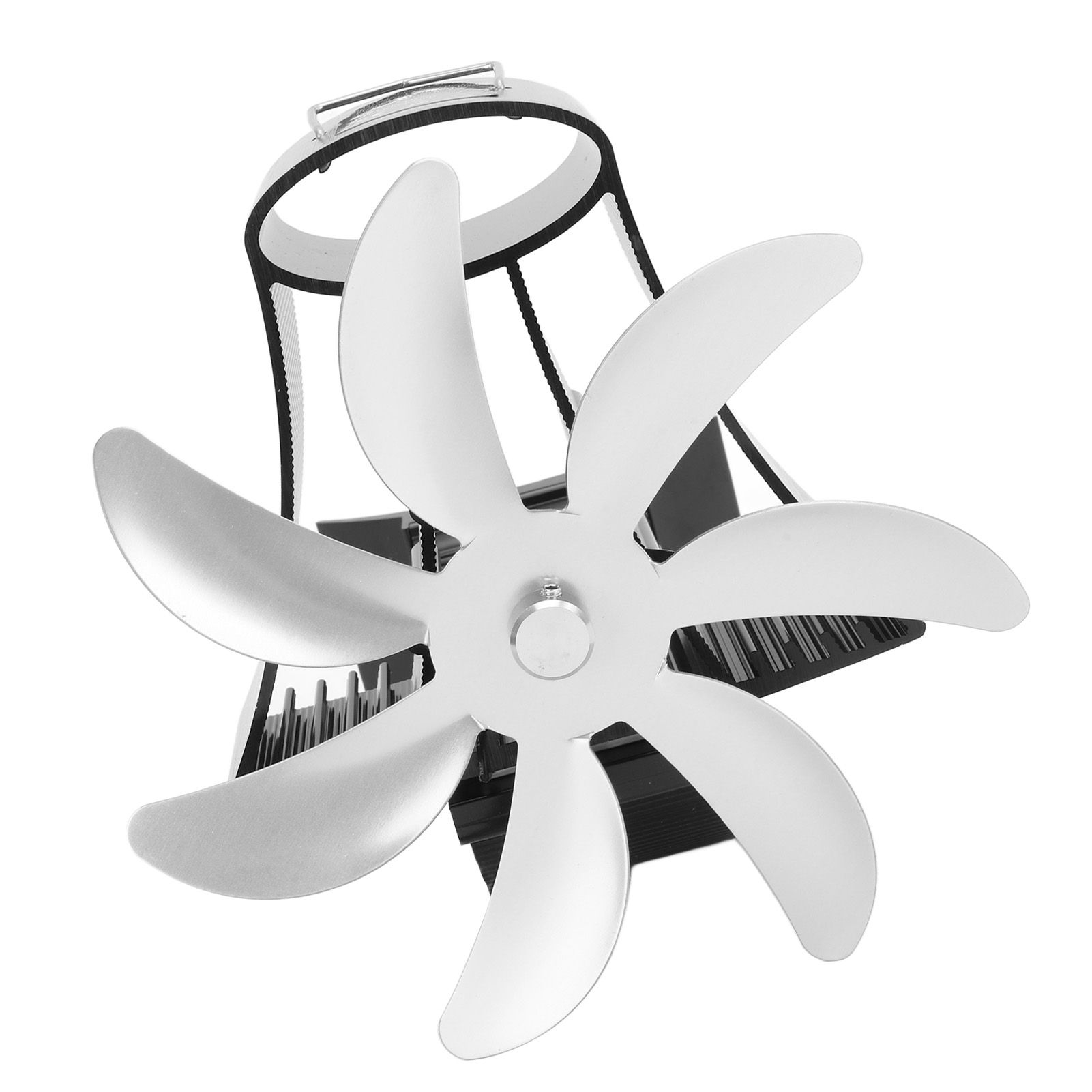 Wood Stove Fan Pipe Fireplace Fan 7 Blades Stove Fan On Chimney Silent Motors Heat Powered Wood Stove Fan Magnetic Wall Mount Silver โ image 6