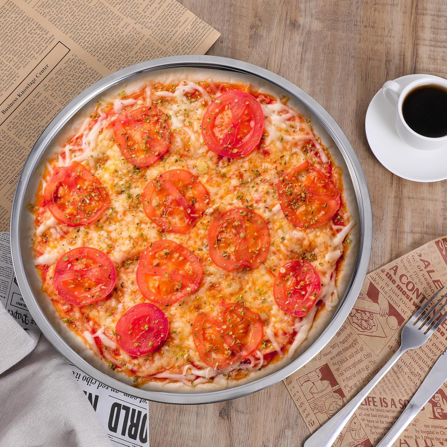 Vin Beauty 4 Pack 13 Inch Deep Dish Pizza Pan Stainless Steel Round Pizza Tray for Oven, Deep Dish Metal Stainless Steel Pie Pan Baking for Oven Cookie Cake — image 4