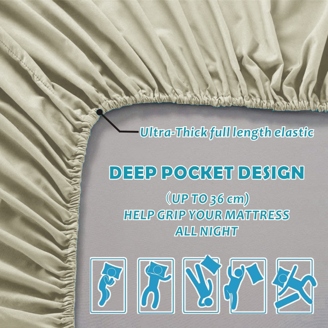 Hotel Quality Fitted Sheet - 1 Piece Fitted Sheet -Breathable Bedding - Wrinkle, Fade, Stain Resistant- 16inch/40cm Deep Pocket Fitted Bed Sheet-Wrinkle and — image 3