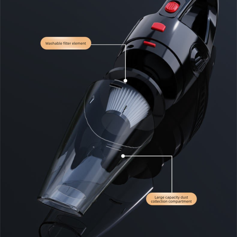 Black Portable Cordless Vacuum Cleaner – High-Power Lithium Battery with Strong Suction for Car and Home Use — image 2