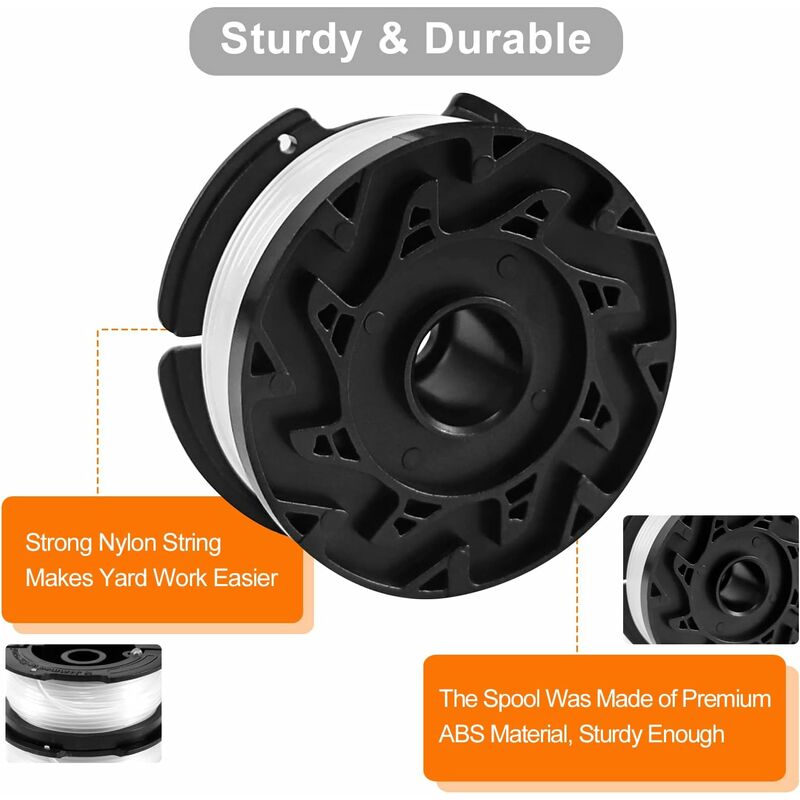 Trimmer Line Spool for Black and Decker Trimmers, 6-pack Trimmer Line Spools with 1 Spool Guard and 1 Spring — image 4