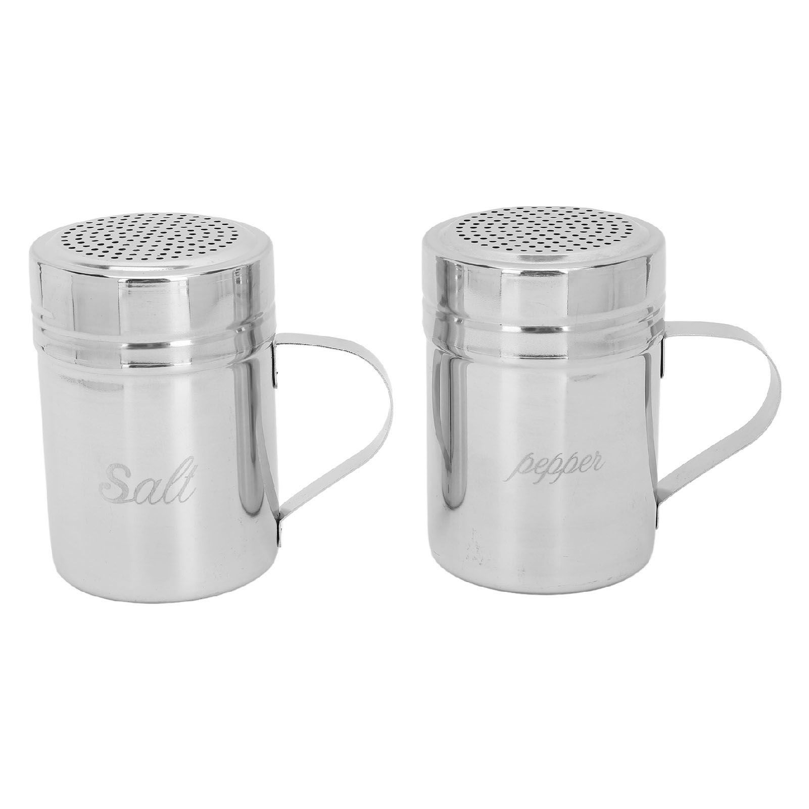 2pcs Stainless Steel Dredge Shaker with Lid Handle Salt Sugar Shakers Seasoning Pepper Shaker for Cooking Baking — image 3