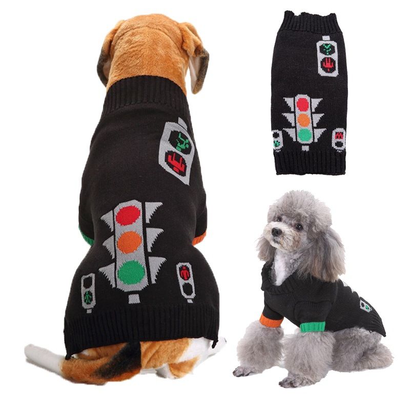 Dog Sweater Acrylic Knit Christmas Traffic light XL Size: XL; Neck (cm): 38-44; Bust (cm): 50-58; Back length (cm): 36-40; Recommended pet weight (kg): 10.0