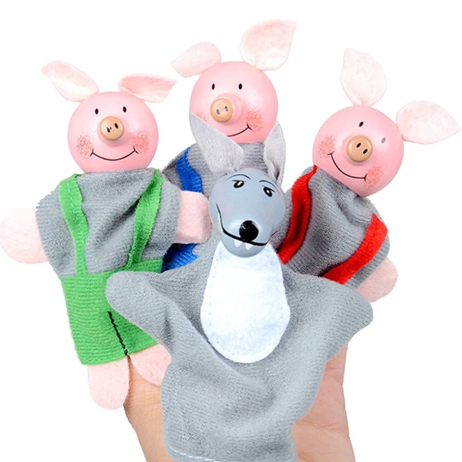 Three Little Pigs and Wolf Finger Puppet Story Toy, Storytelling Theater Doll for Toddlers Kids (Three Little Pigs and Wolf)