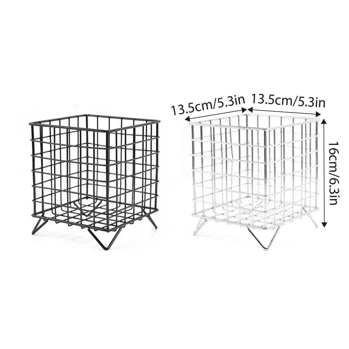 Large Wrought Iron Storage Basket Desktop Organizer Box for Dormitory Cosmetics - Black — image 4