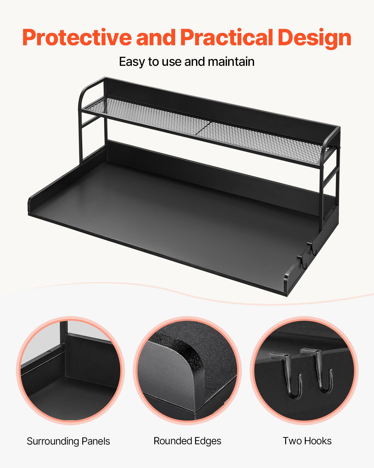 Washer Dryer Countertop with Shelf 54"x27" Wooden Washer Dryer Cover Black — image 6