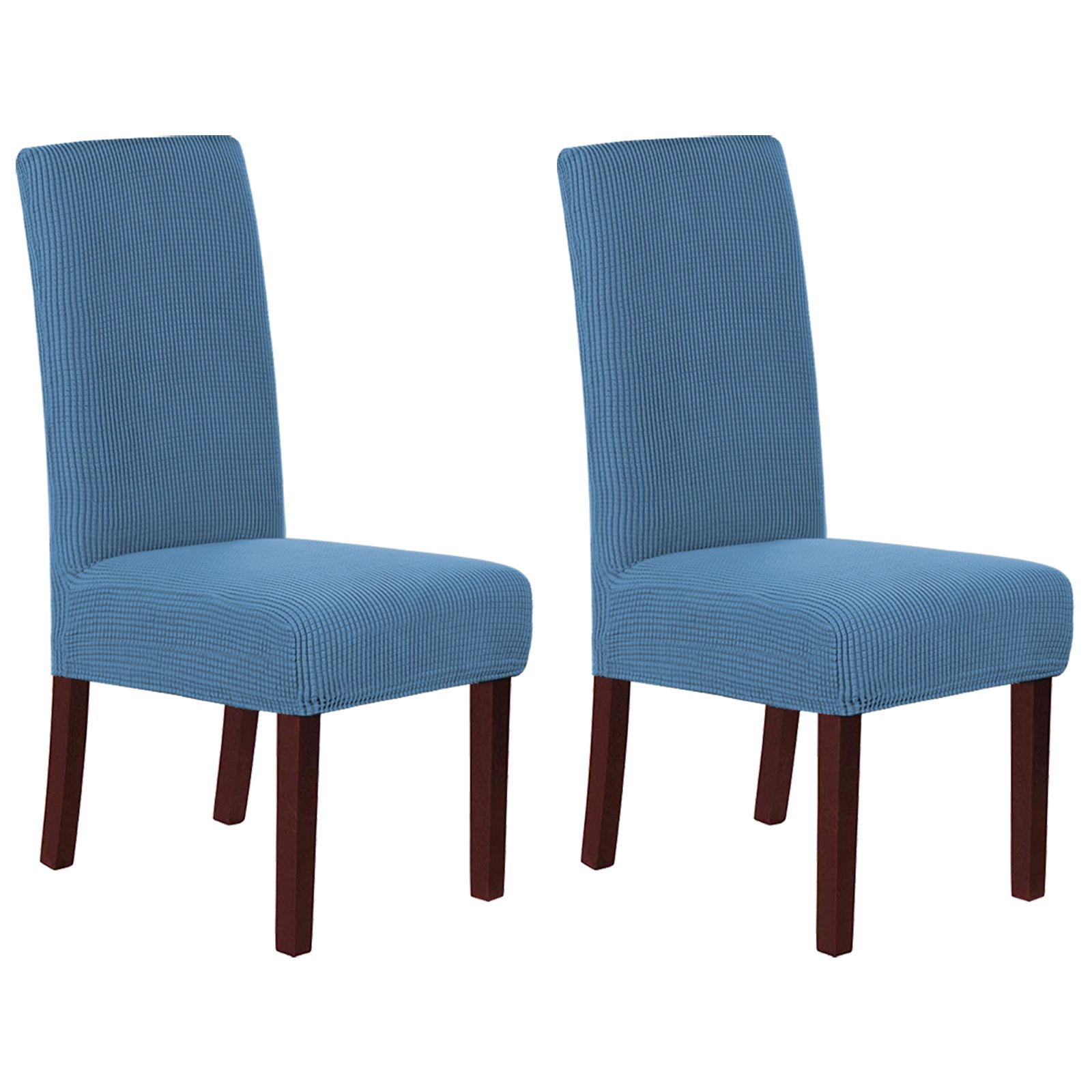 Stretch Full Cover Chair Cover 6-Pack - Waterproof Anti-Slip Elastic Seat Protector for Dining Room Hotel - Thick Warm Waffle Texture - Dusty Blue โ image 2