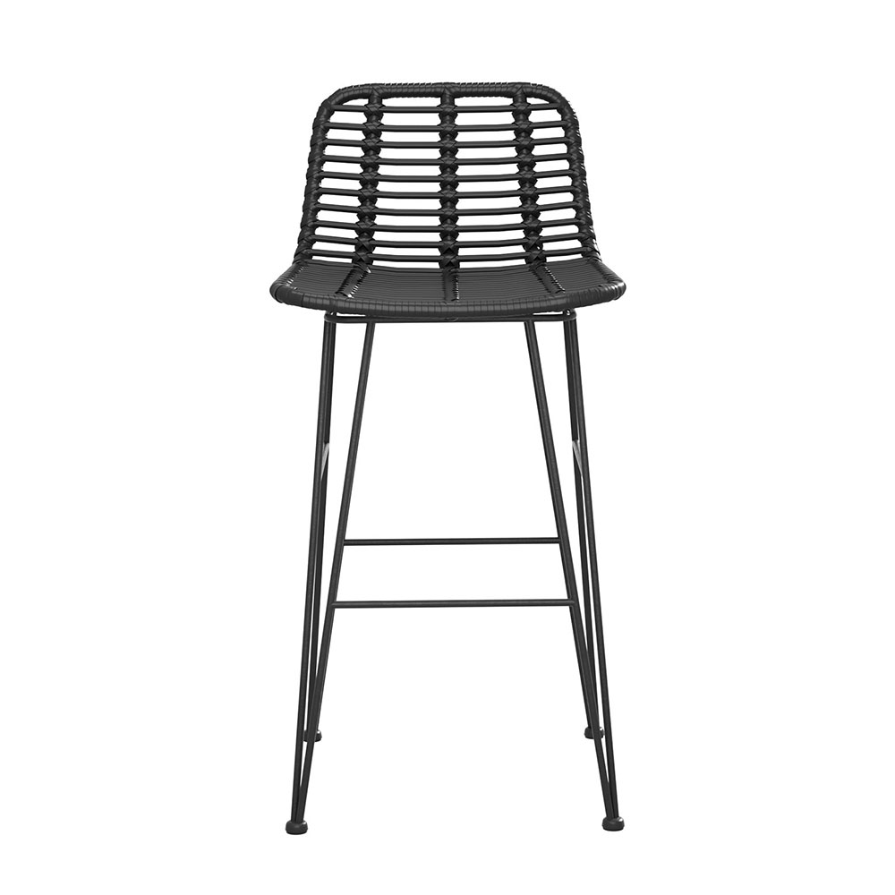 Gardeon 2x Outdoor Bar Stools Rattan Black — image 3