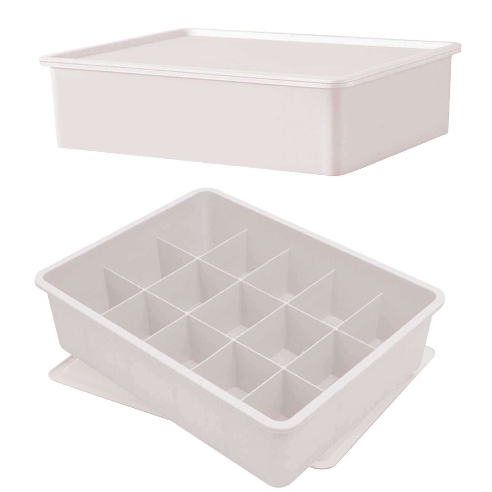 Sock Underwear Drawer Organzier Divider, 15 Compartments Removable Divided Plastic Storage Bin with Lid, Storage Organizer Sock Holders Organizers for Scarves β image 4
