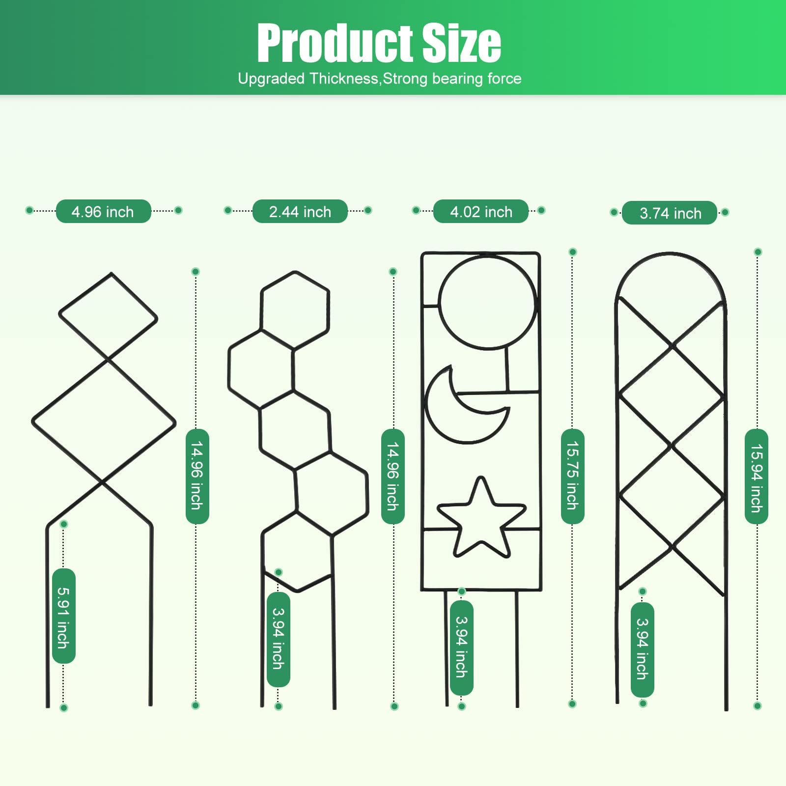 Plant Trellis for Climbing Plants Indoor, 15.94Inch Small Garden Metal Houseplant Trellis for Potted Plants Outdoor 4 Patterns — image 3