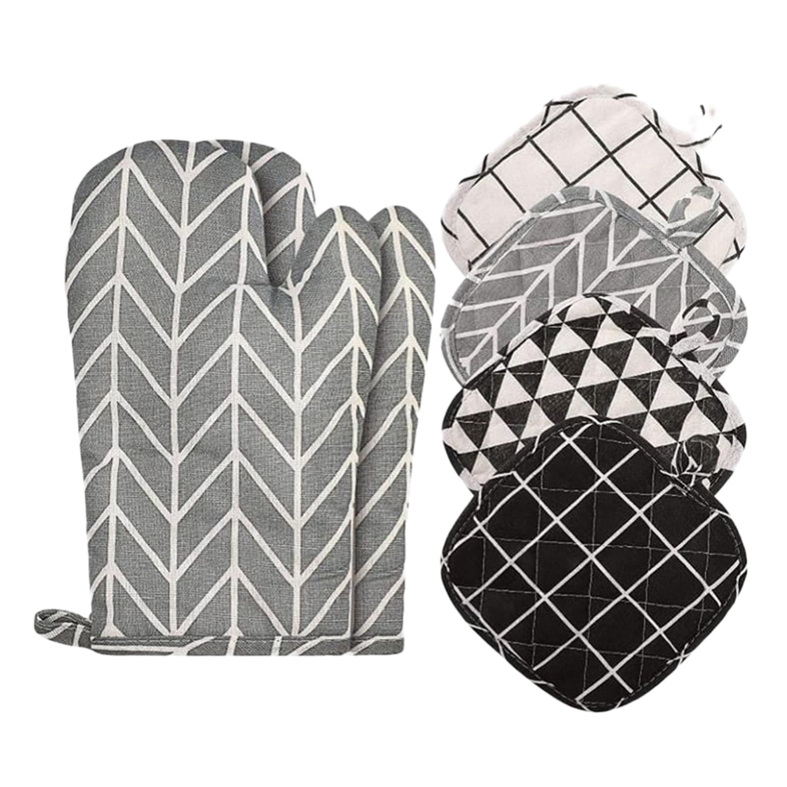2 Pieces Oven Mitts and Grill Gloves, Non-Slip Cooking Gloves for Baking, Grilling and Everyday Kitchen Use, Grey