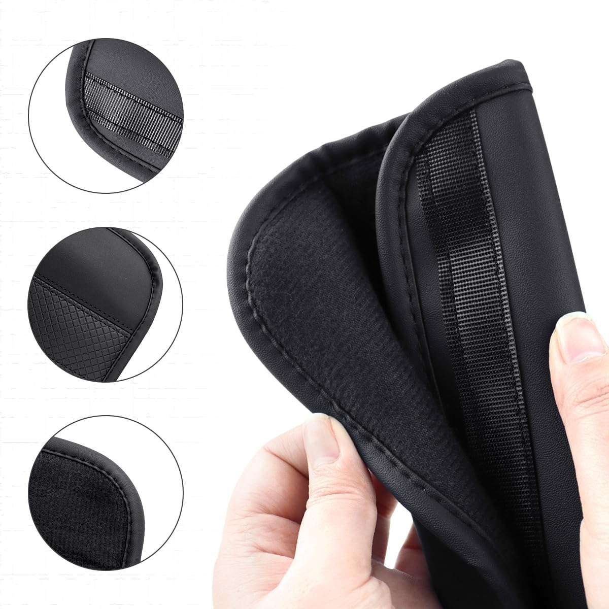 2-Pack Car Seat Belt Cover Pad Fiber Leather Seatbelt Shoulder Strap Covers Soft Comfort Skin-Friendly Universal Black Seatbelt Cover — image 5
