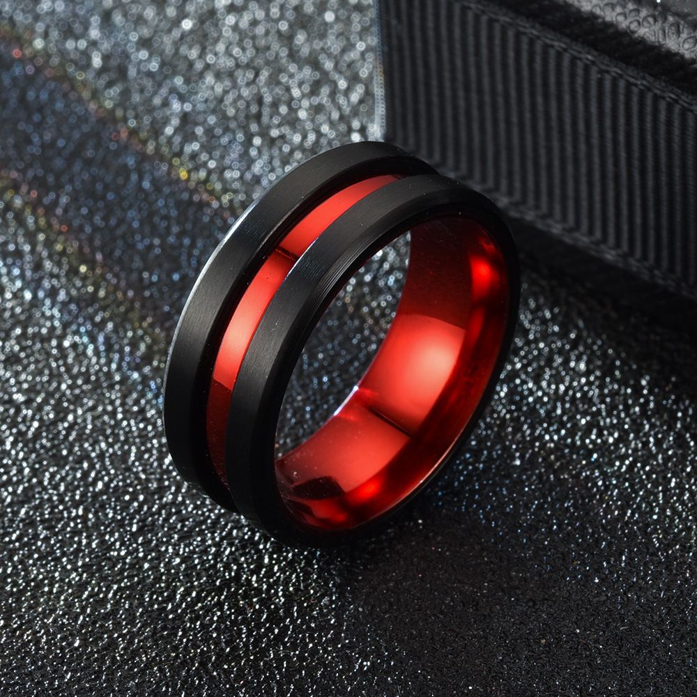 Tengsure Stainless Steel Ring Red Black 8mm red between Black No. 10 โ image 4
