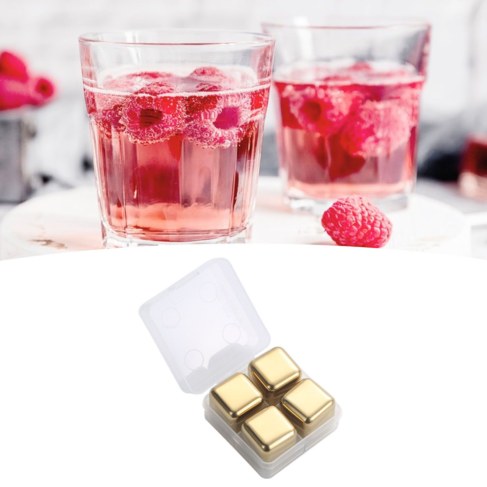 Metal Ice Cubes Stainless Steel Reusable Quick Chilling Clean Whiskey Stone with Ice Tong for Drink Beverage Golden โ image 3
