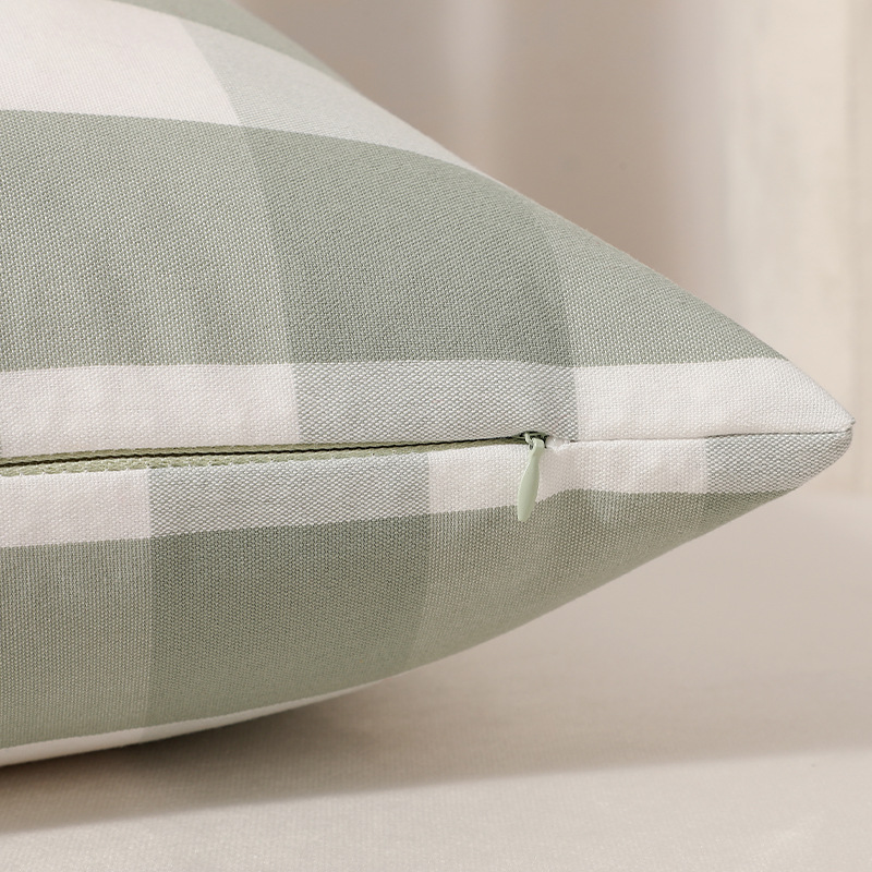 Green Big Plaid Pattern Set of 2 Decorative Cushion Covers - 45x45cm, Soft Polyester (Inserts Not Included) โ image 3