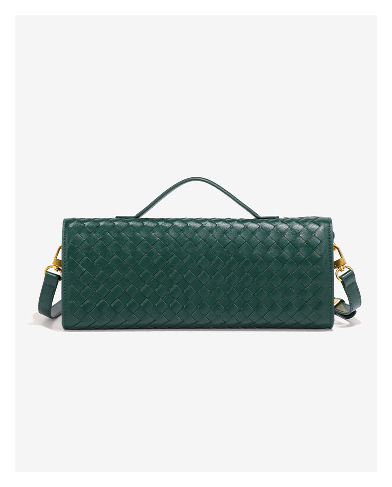 Black Luxury Woven PU Leather Clutch - Elegant Women's Evening Baguette Bag with Adjustable Shoulder Strap โ image 5