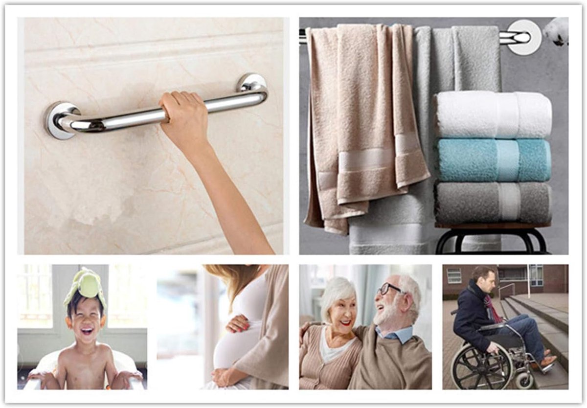 Shower Grab Bar - Stainless Steel - Bathroom Heavy Duty Safety Grab Bars - for the Elderly, Disabled, and Children - Non-Slip Grab Bar - Kitchen - Stairs — image 4