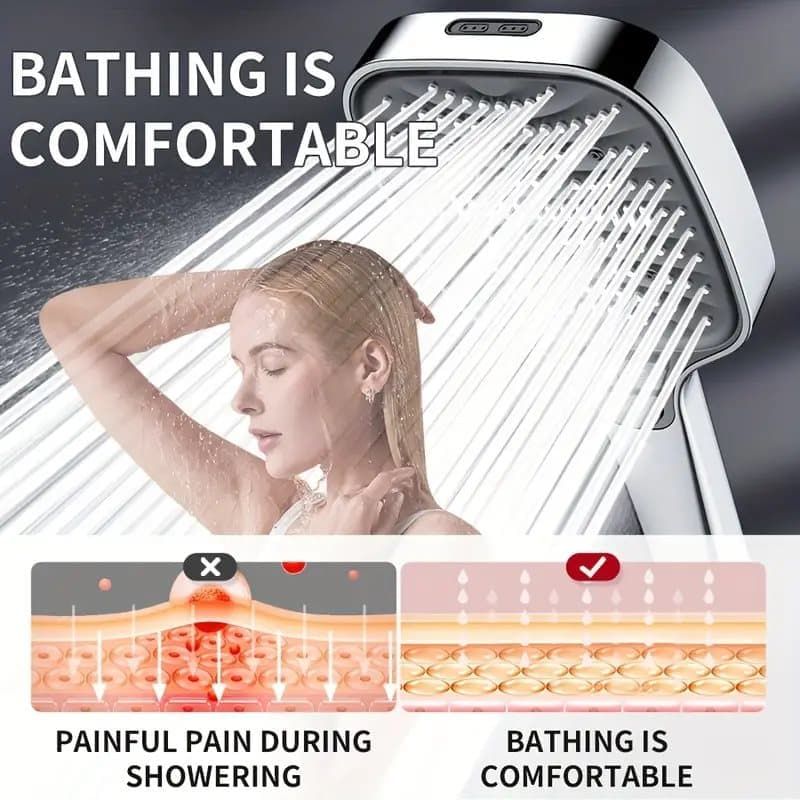 Large Panel Shower Head, 8 Adjustable Positions, Wide Water Outlet, Handheld Bathroom Shower Accessory, Chrome Finish — image 4