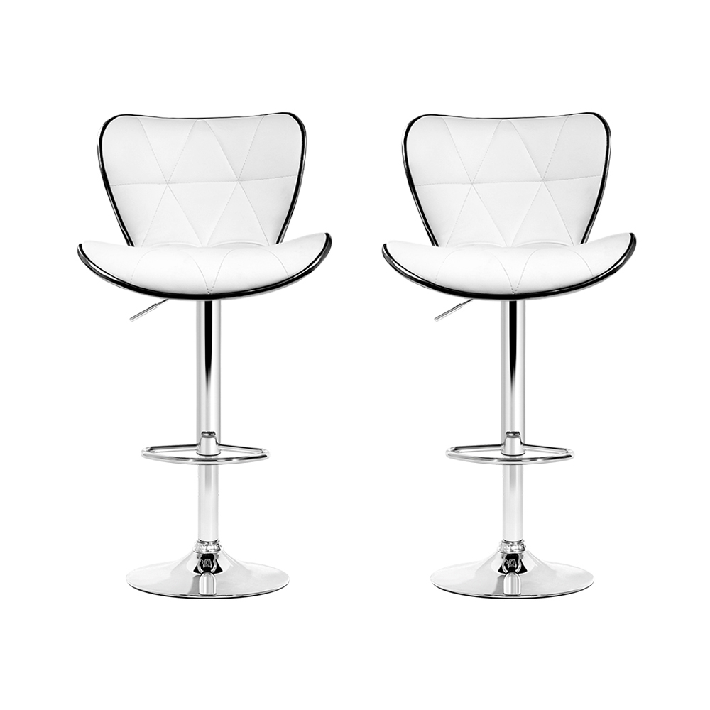 Artiss 2x Bar Stools Gas Lift Leather Seat White โ image 3