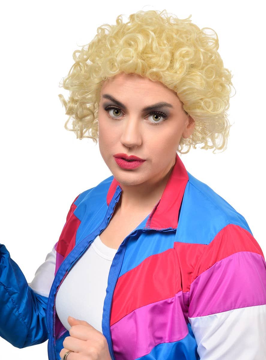 Aussie Icon Kath Curly Blonde Womens Afro Costume Wig