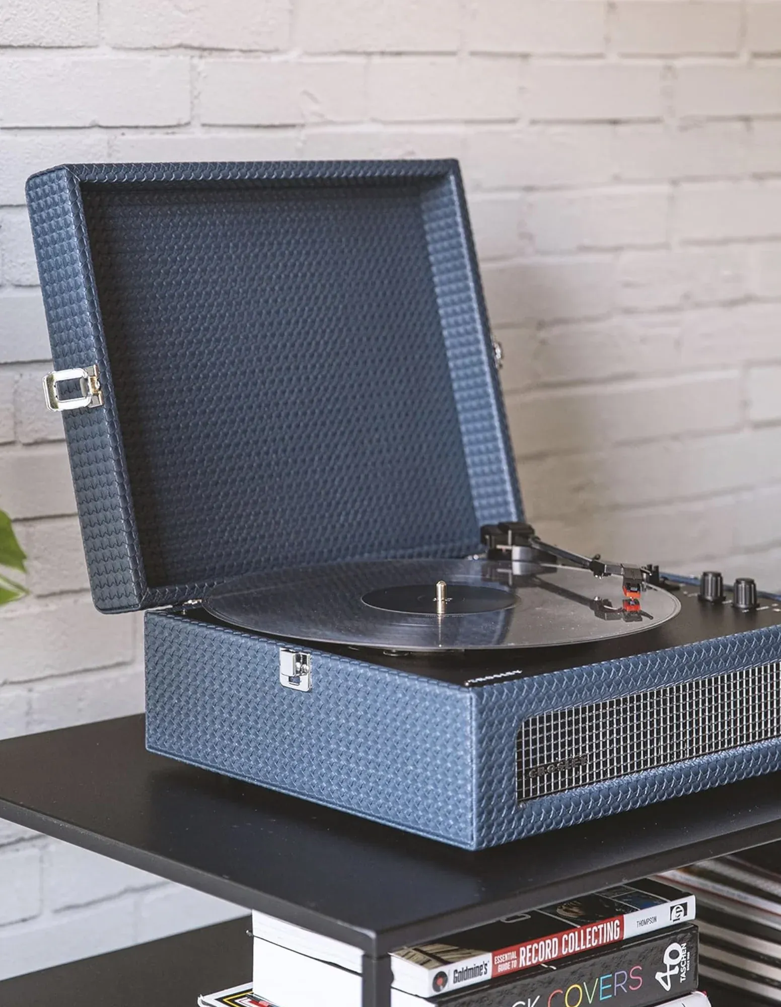 Crosley Voyager Bluetooth Portable Turntable + Bundled Crosley Record Storage Display Stand - Navy โ image 3