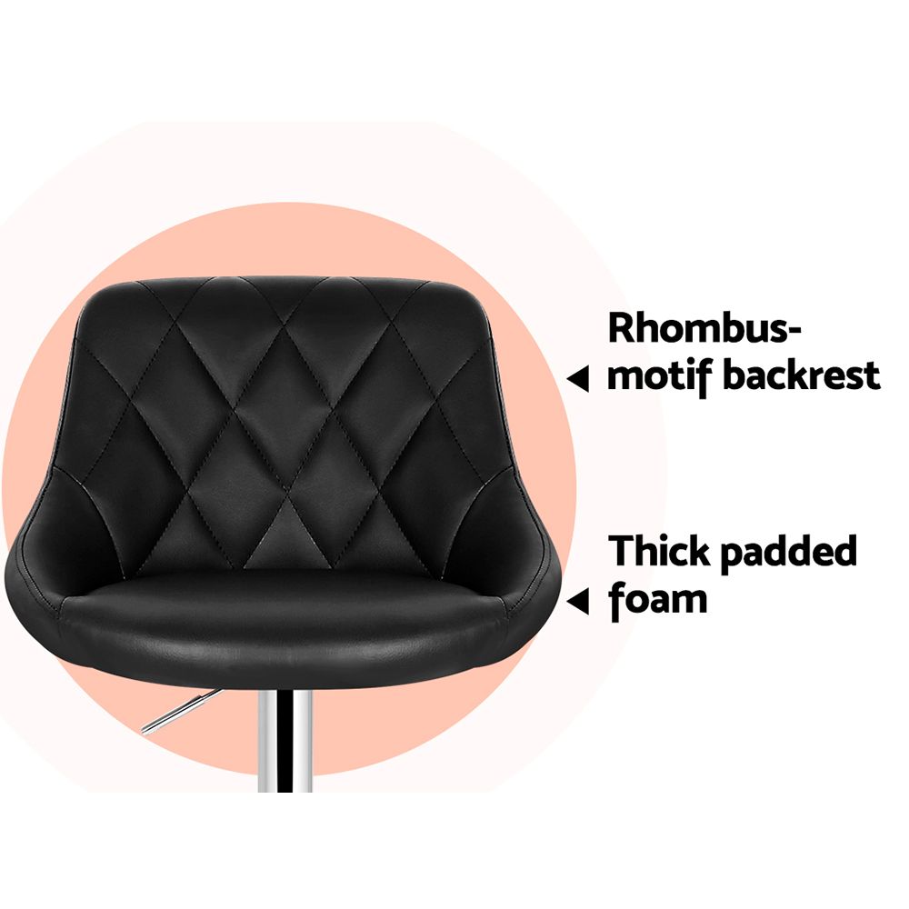 Artiss 2x Bar Stools Leather Padded Gas Lift Stool Black — image 5