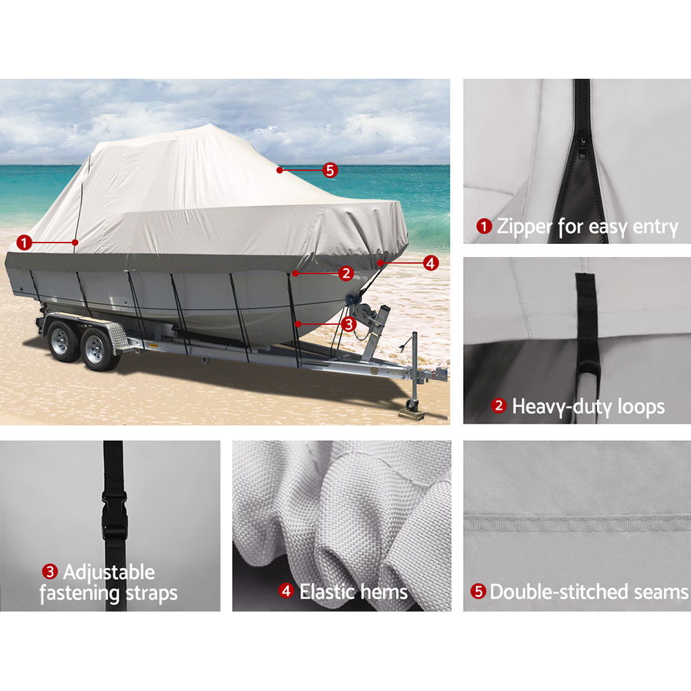Seamanship Boat Cover 19-21ft Trailerable Jumbo Marine Grade Heavy Duty Grey — image 5