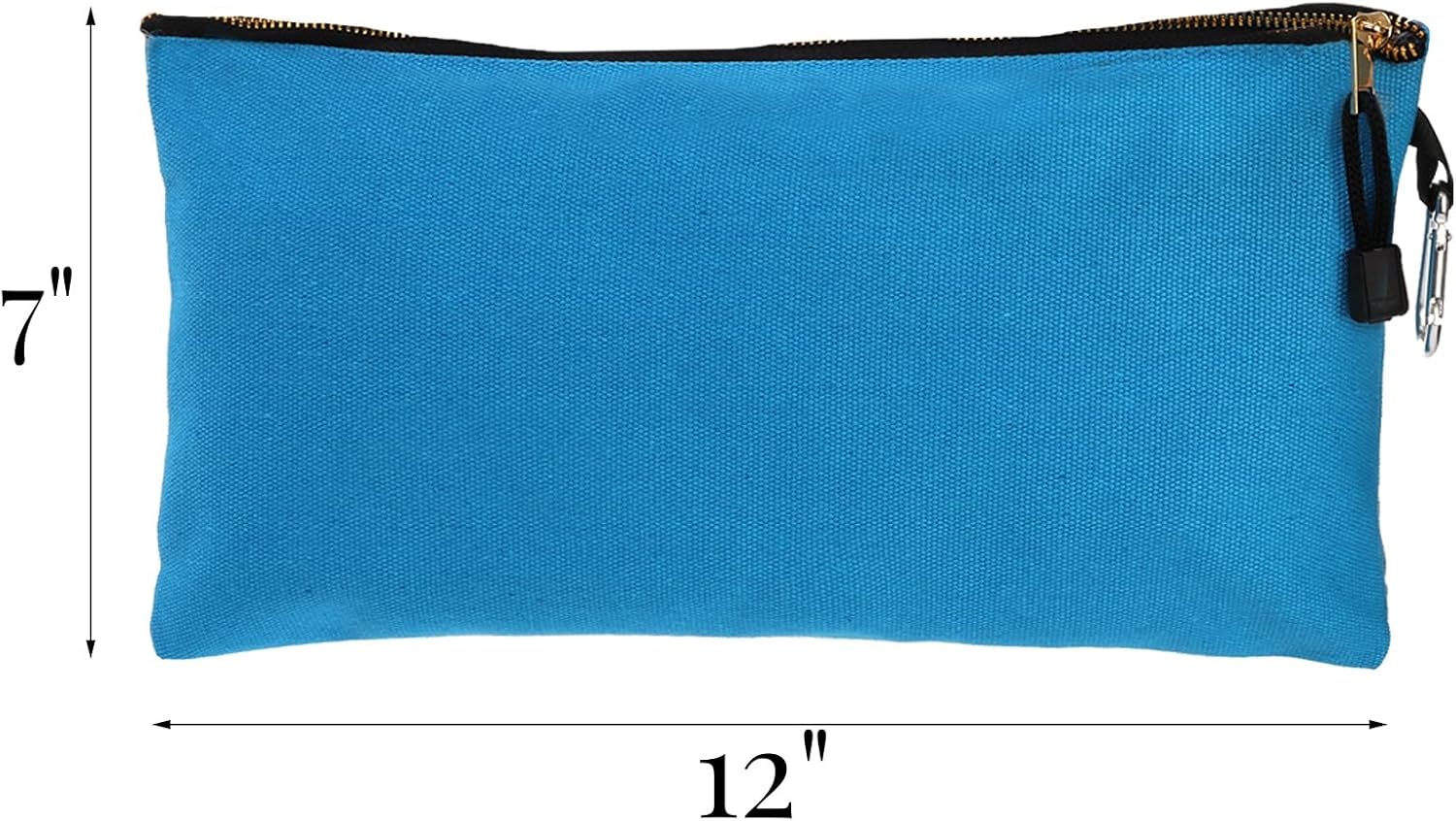 7 Pack Canvas Tool Pouch, 16 OZ Heavy Duty Zipper Utility Bags, 12" x 7" Multipurpose Storage Organizer Tote Bag with Carabiner for Gadgets Cosmetics Office — image 3