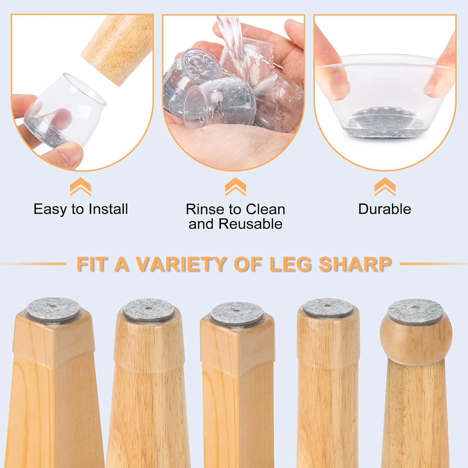 36Pcs Round Chair Leg Floor Protectors, Silicone Chair Feet Caps to Protect Tile Floors, Felt Pads Furniture Leg Caps Covers from Scratches and โ image 6