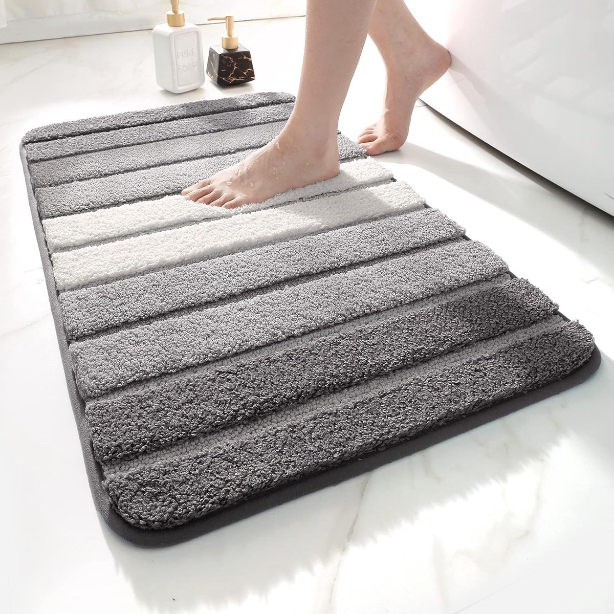 Living room carpet - Bathroom carpet - Non-slip bath mat - 40 × 60 cm - Absorbent underlay - Machine-washable carpet with soft water microfiber - Suitable for