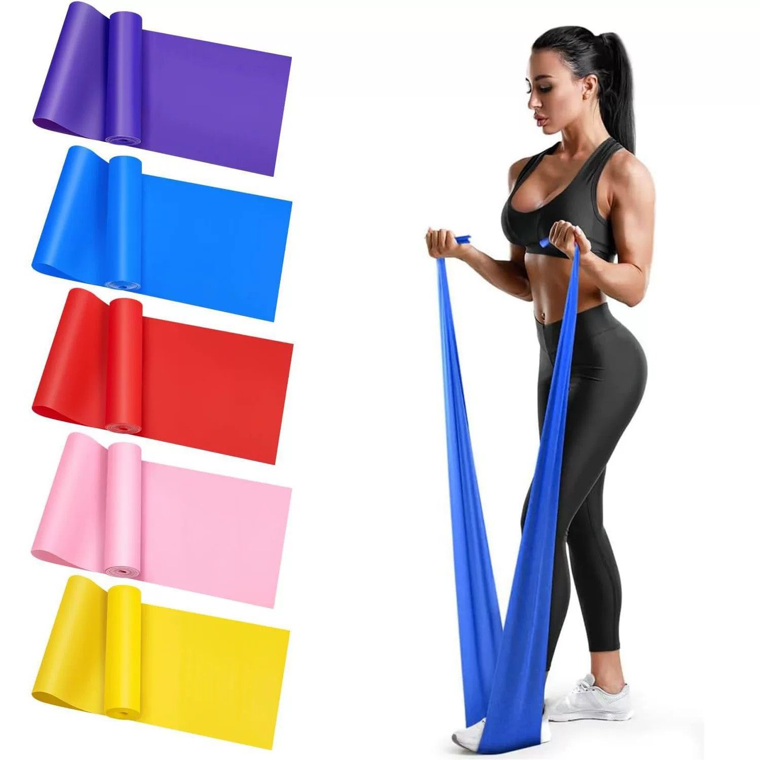 QZE Resistance Band Yoga TPE Pink 1500mm Red [1500*150*0.35mm] — image 4