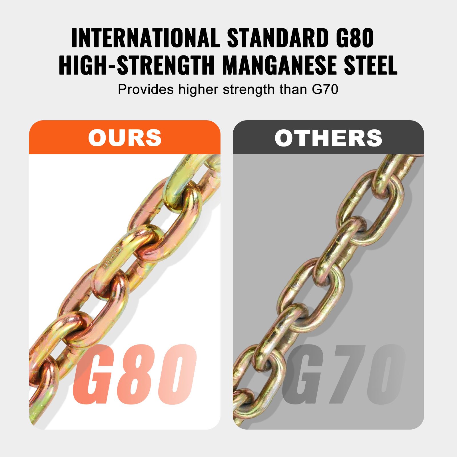 G80 Transport Binder Chain, 10 mm x 316 cm Tow Chain with Clevis Grab Hooks, 3.22T Safe Working Load, Heavy Duty Trailer Logging Chain for Transporting Towing โ image 3
