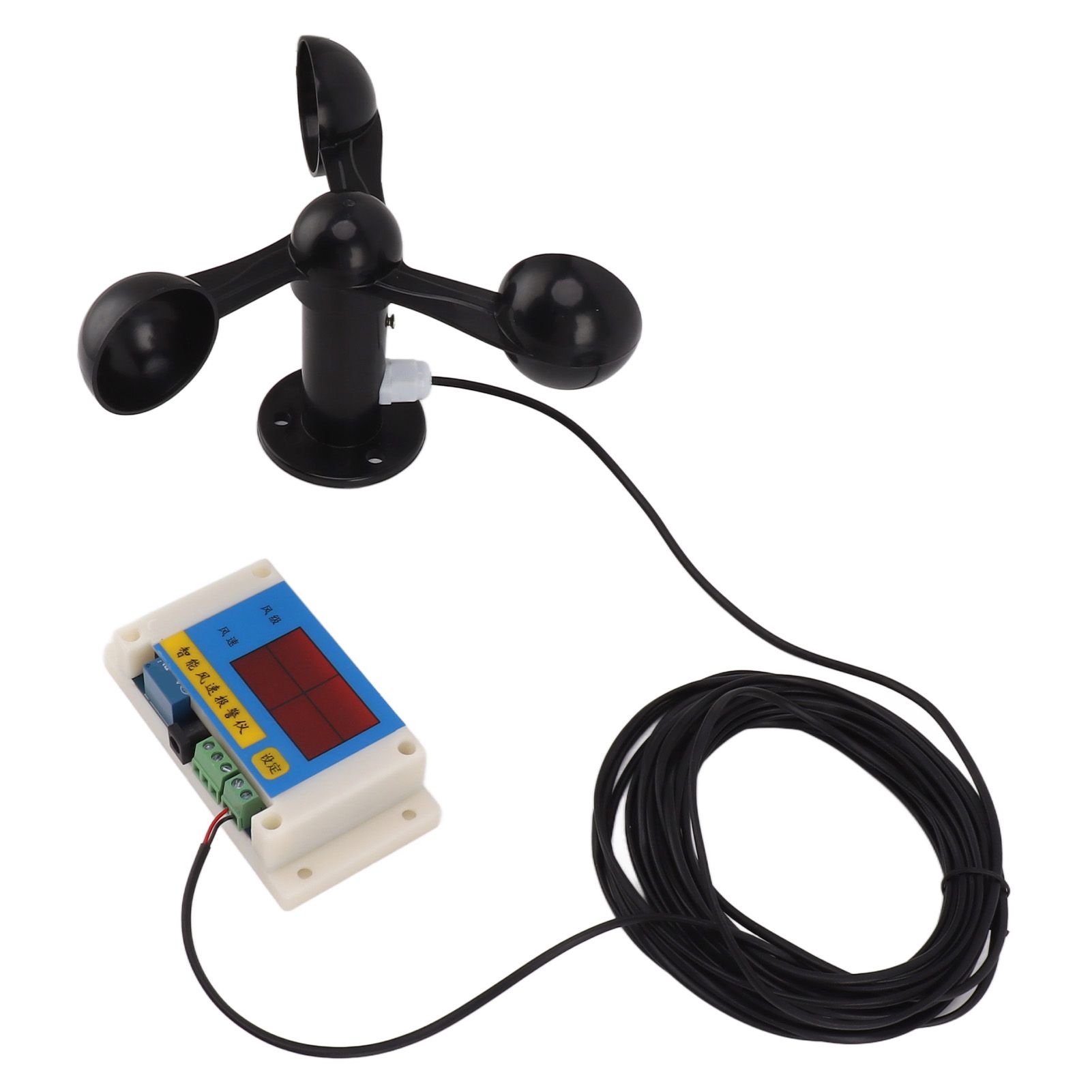 3 Fan Blades Tower Crane Anemometer 3 Blades USB 5V High Accuracy 2‑12 Lever Wind Speed Alarm Device for Outdoor — image 4
